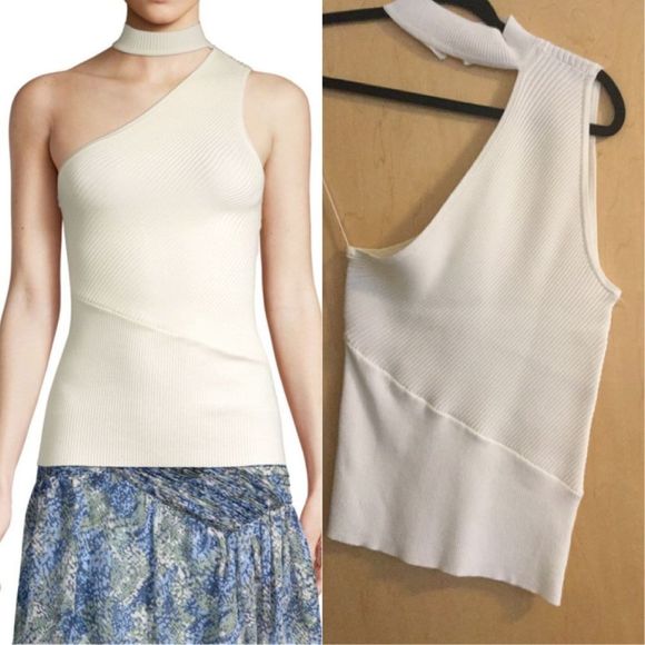 Ramy Brook Tops - Ramy Brook Portia Asymmetrical Ribbed Top